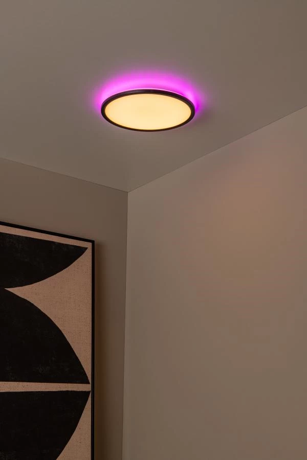 Lucide CASTOR - Deckenleuchte Innen/Außen - Ø 32 cm - LED Dim. - CCT - 1x20W 2700K/6500K - IP44 - Rgb - Opal - Atmosphäre 5
